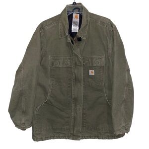 Carhartt  Jacket Womens XL WC028 LOV  Green Quilt Lined Work Chore Canvas Duck